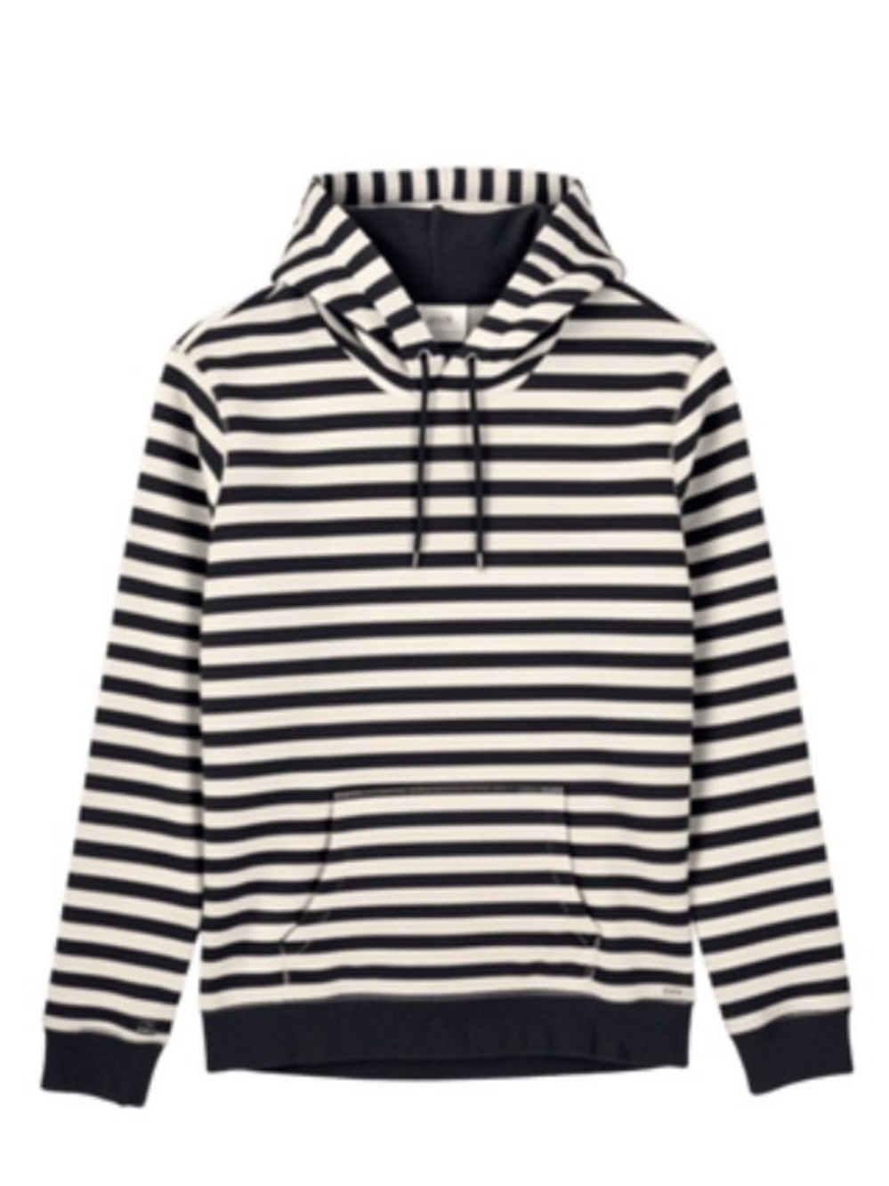 Striped Black and White Hooded Pullover Sweatshirt